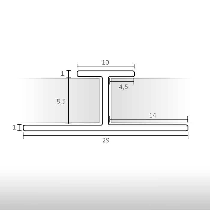 Perfil de aluminio H para paneles decorativos de pared